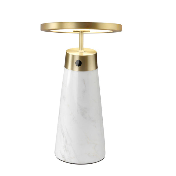 Table lamp in white marble and gold steel