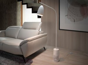 Floor lamp in marble and white steel