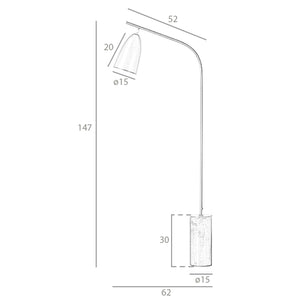 Floor lamp in marble and white steel