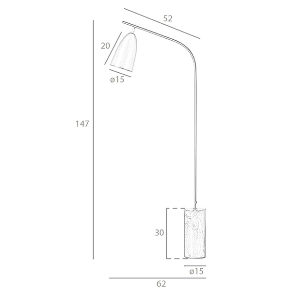 Floor lamp in marble and white steel
