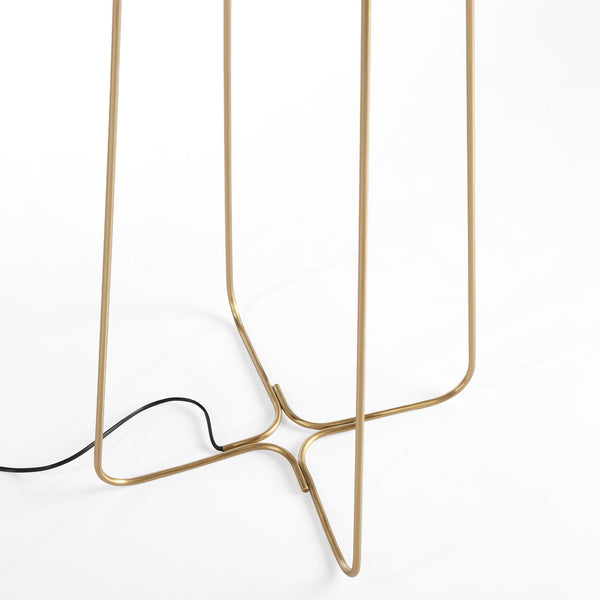 Floor lamp in gold steel and white glass