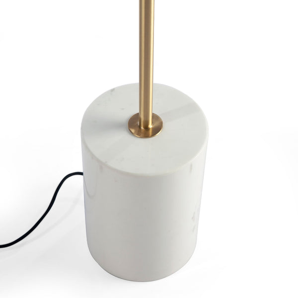 Floor lamp in white marble, gold steel and white glass