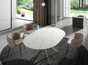 Floor lamp in white marble, gold steel and white glass