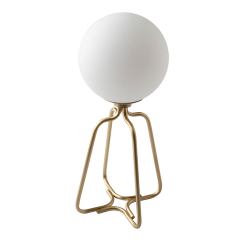 Table lamp in gold steel and white glass