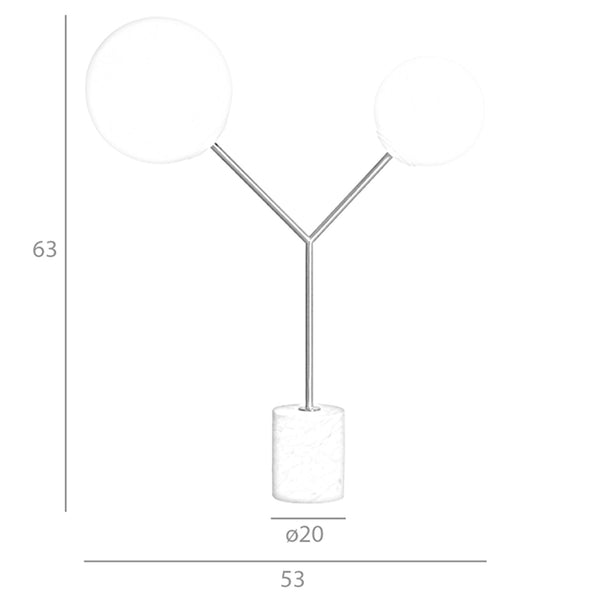 Table lamp in white marble, gold-plated steel and white glass
