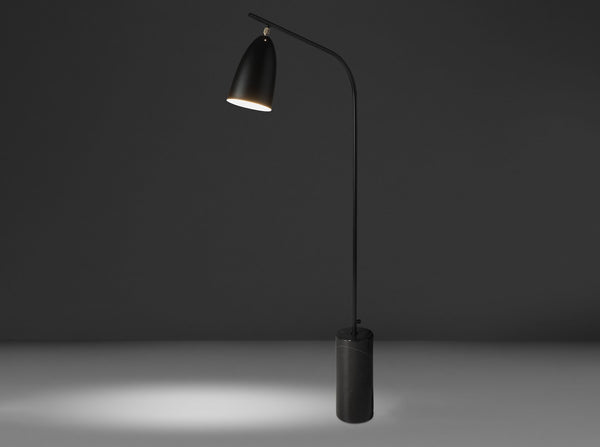 Floor lamp in black marble and black steel