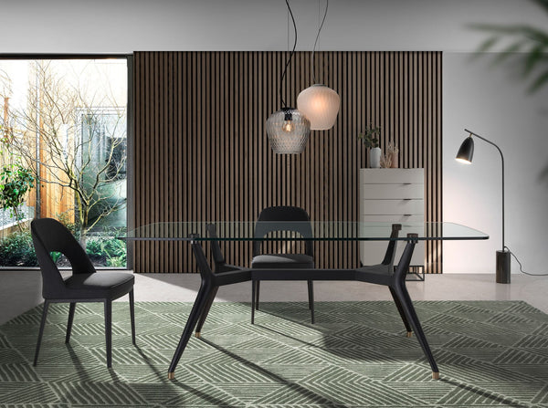 Floor lamp in black marble and black steel