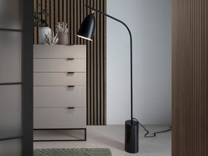 Floor lamp in black marble and black steel