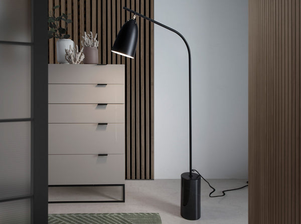 Floor lamp in black marble and black steel
