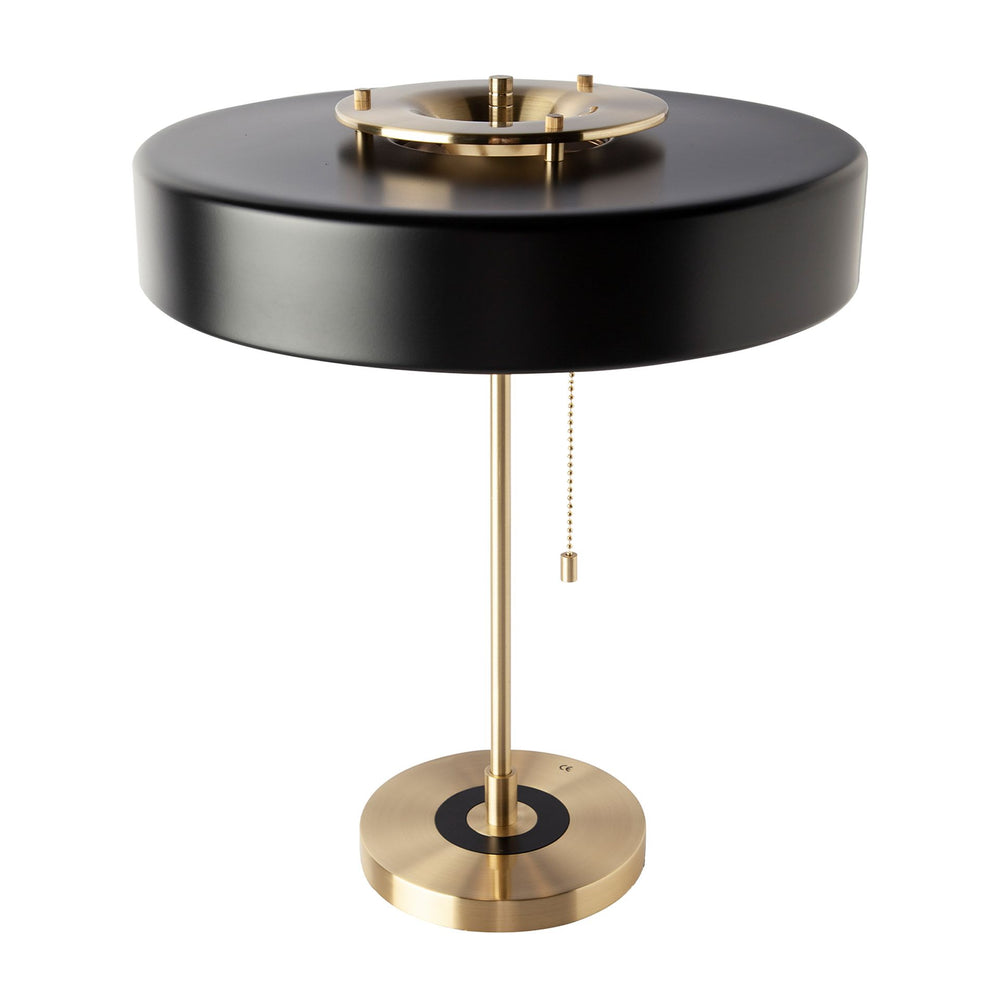 Table lamp in gold aluminum and black aluminum