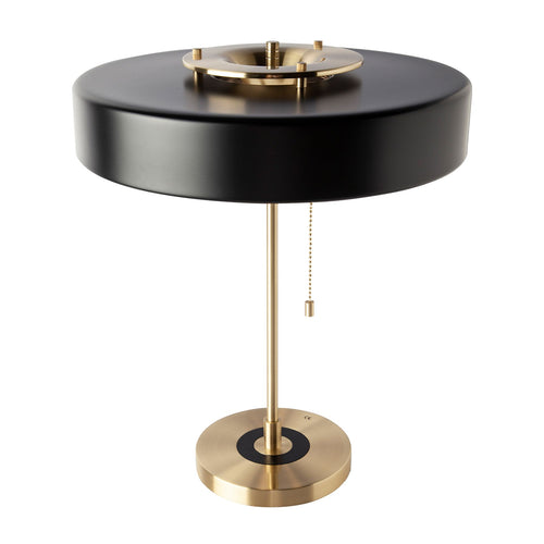 Table lamp in gold aluminum and black aluminum