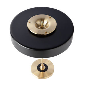 Table lamp in gold aluminum and black aluminum