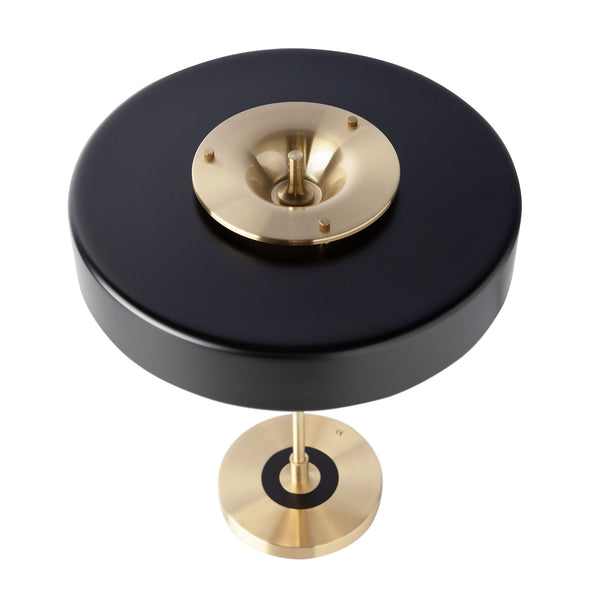 Table lamp in gold aluminum and black aluminum