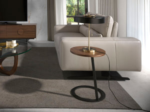 Table lamp in gold aluminum and black aluminum