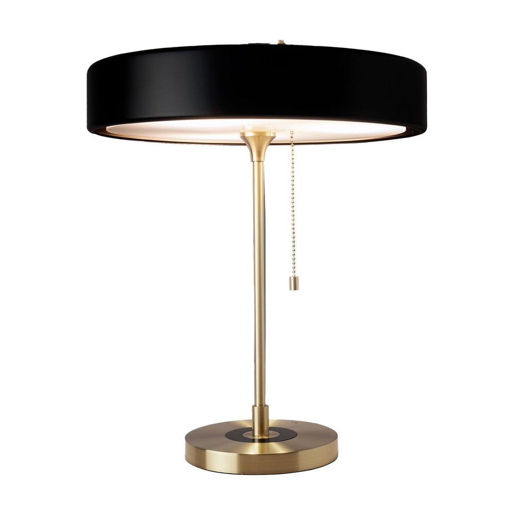 Table lamp in gold aluminum and black aluminum