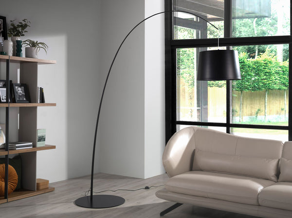 Adjustable black steel floor lamp