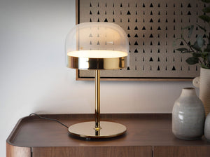 Table lamp in steel and clear glass