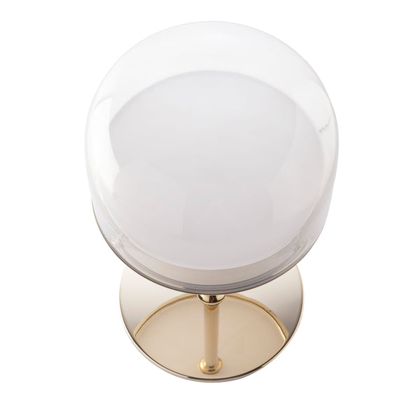 Table lamp in steel and clear glass