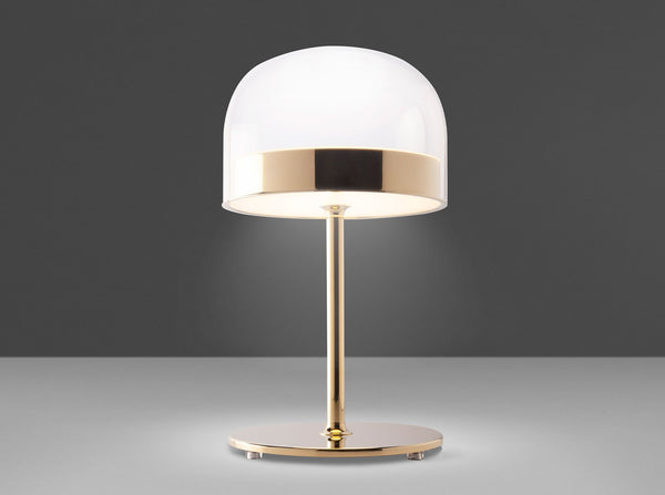Table lamp in steel and clear glass