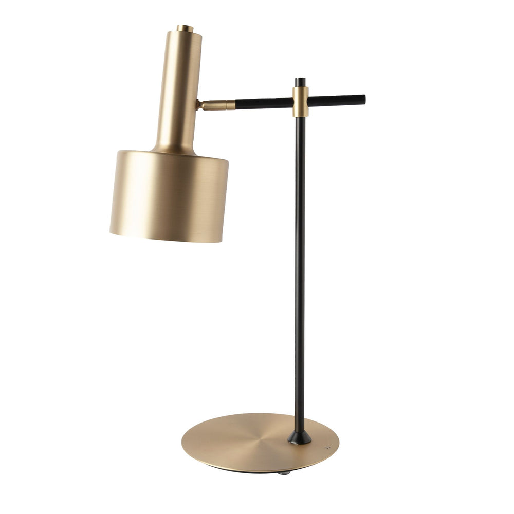 Table lamp in gold aluminum and black steel