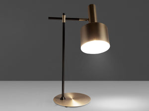Table lamp in gold aluminum and black steel