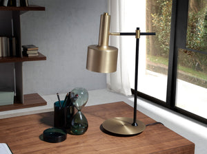 Table lamp in gold aluminum and black steel