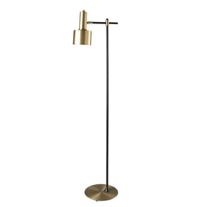 Floor lamp in gold aluminum and black steel