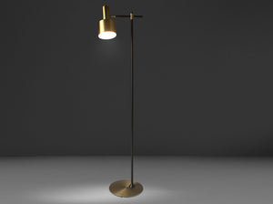 Floor lamp in gold aluminum and black steel