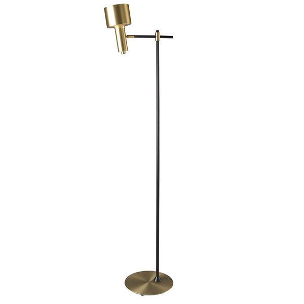 Floor lamp in gold aluminum and black steel