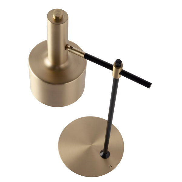 Floor lamp in gold aluminum and black steel