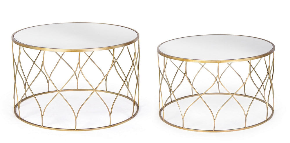 Modern Set of 2 Round Coffee Tables for Living Room D71/D66