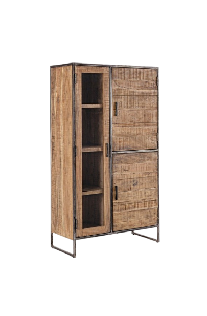 Modern Display Cabinet with 3 Doors for Storage and Showcase