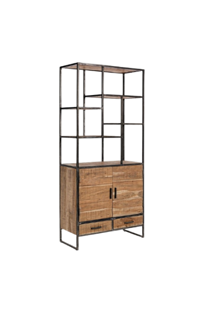 Modern Shelving Unit with 2 Doors and 2 Drawers for Storage