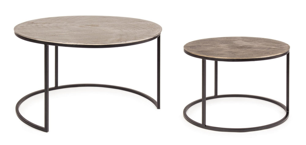 Modern Set of 2 Round Coffee Tables for Living Room D80/D60