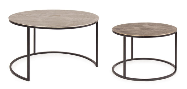 Modern Set of 2 Round Coffee Tables for Living Room D80/D60