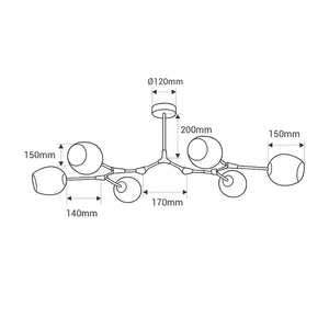 ORION 6 Articulated Ceiling Lamp