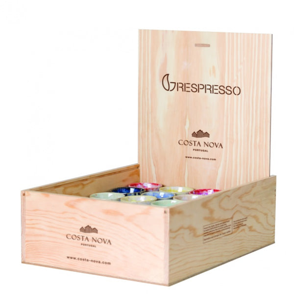 Set of 40 espresso glasses (with wooden display box)