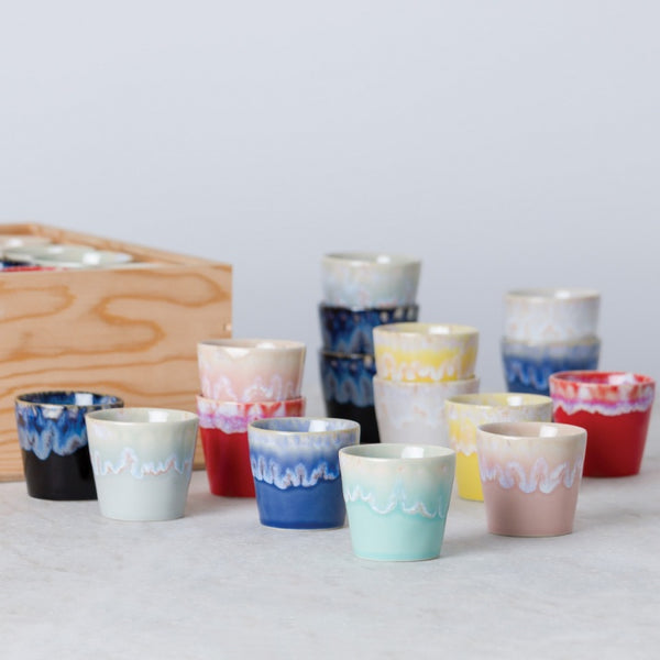 Set of 40 espresso glasses (with wooden display box)