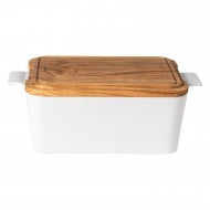 Gift bread box rectangular with lid oak wood 40