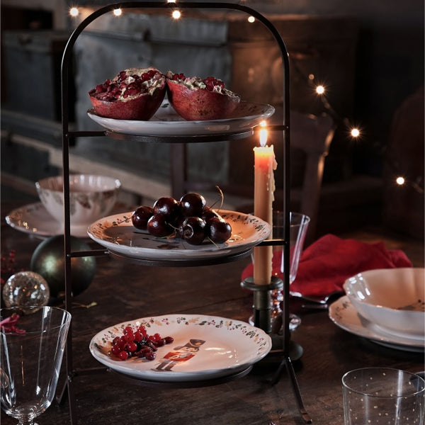 Metal stand for 3 dessert plates
