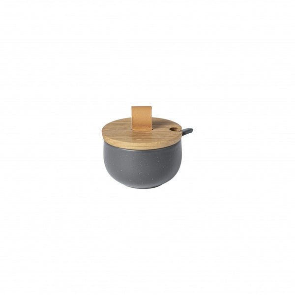 Sugar bowl 9 with oak wood lid and spoon
