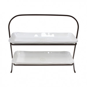 Set of 2 trays with metal support