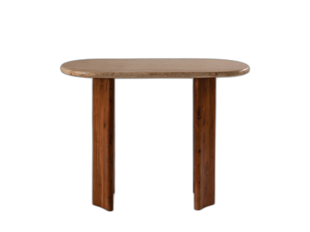 Console Table with Stone Top & Solid Wood Legs