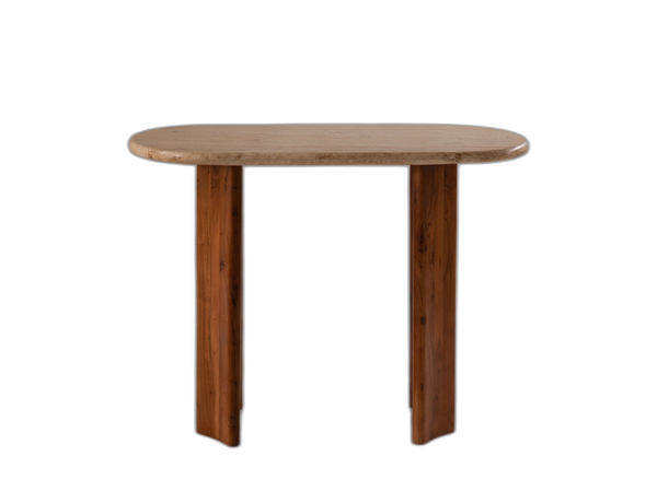 Console Table with Stone Top & Solid Wood Legs