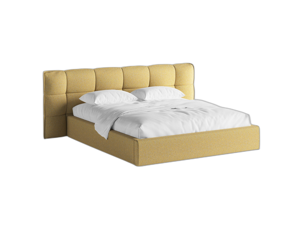 Upholstered Bed Frame with Winged Headboard & Storage
