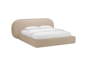 Upholstered Bed Frame with Rounded Headboard & Storage