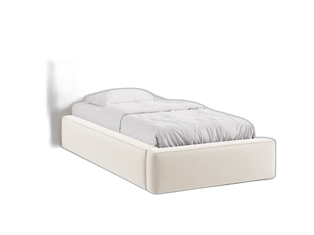 Single Upholstered Bed with Storage & Soft Headboard