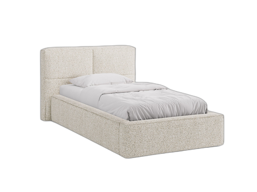 Single Bed Frame with Storage & Geometric Headboard