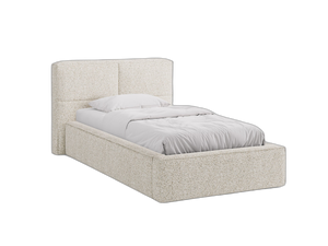 Single Bed Frame with Storage & Geometric Headboard