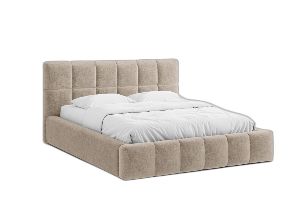 Upholstered Bed Frame with Rounded Design & Storage